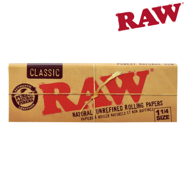 RAW Classic Natural Unbleached 1-1/4 Papers – 50/pk ~ 24 packs per box