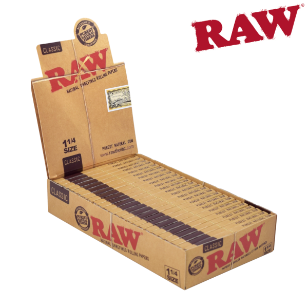 RAW Classic Natural Unbleached 1-1/4 Papers – 50/pk ~ 24 packs per box