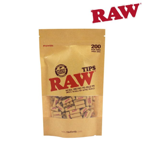 RAW Pre-Rolled Unbleached Tips ~ 200 per bag