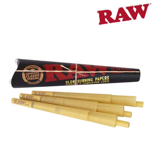 RAW Black 1-1/4″ Cones – 6 per pack ~ 32 packs per display