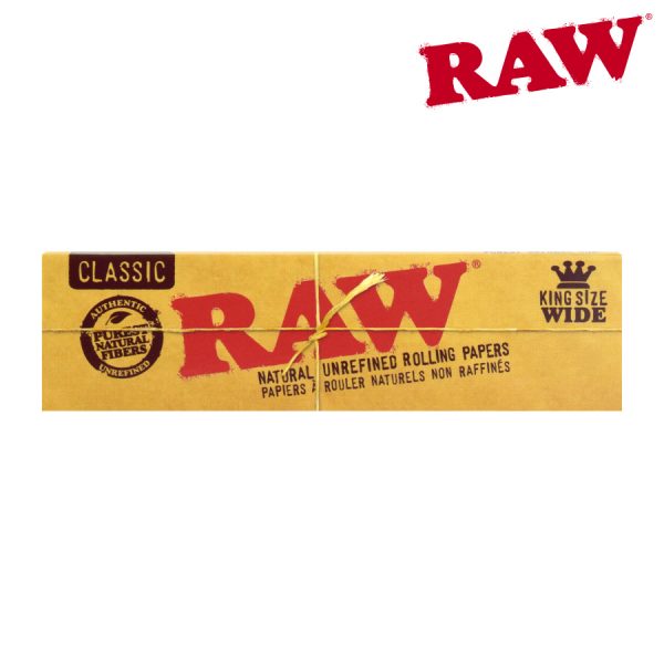 RAW Classic King Size Wide Rolling Papers – 32 per pack ~ 50 packs per display