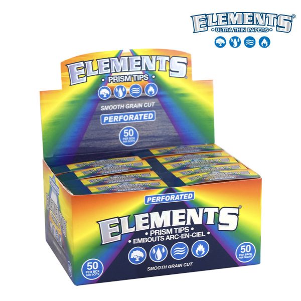 Elements Rainbow Prism Perforated Tips – 50 per pack ~ 20 packs per display
