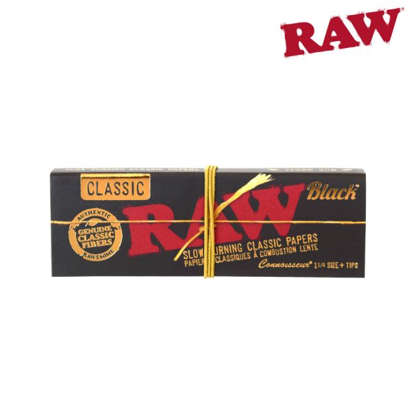 RAW Black Connoisseur Papers & Tip – 1-1/4″ – 50 per pack ~ 24 packs per display