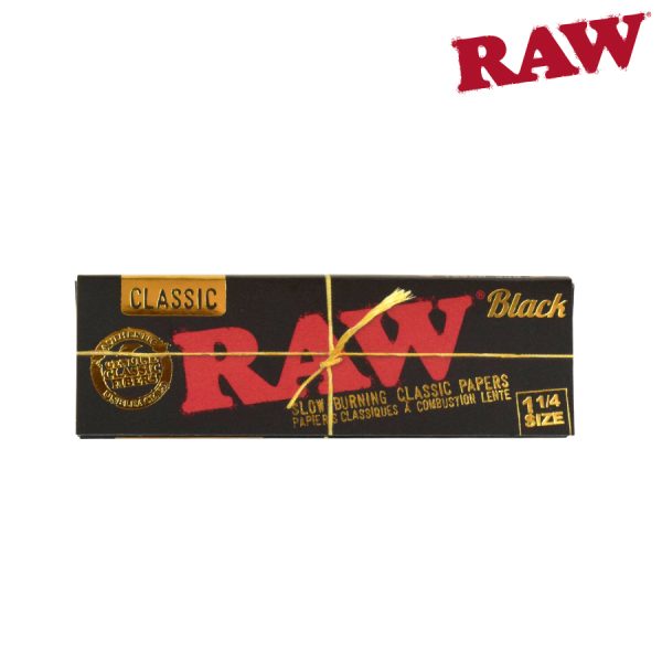 RAW Black Rolling Papers – 1-1/4 – 50 per pack ~ 24 packs per display