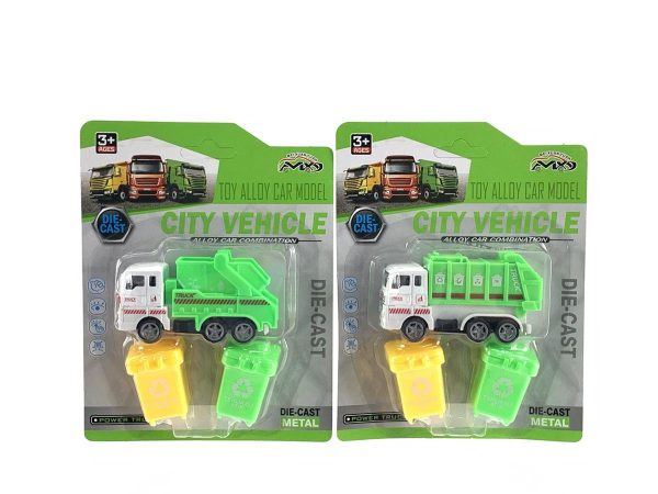 Free Wheel Die-Cast Garbage Truck with Bins