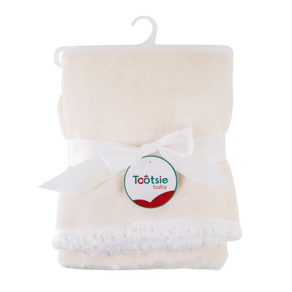 Tootsie Baby Ivory Fleece Blanket with Sherpa Lining – 30″ x 40″