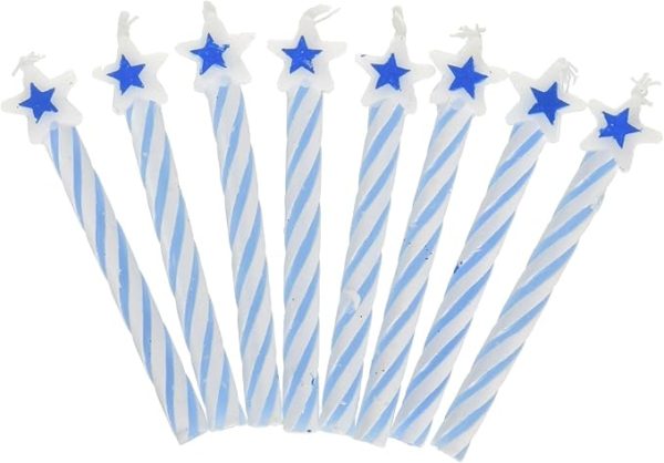 Birthday Candle – Blue Spiral Striped with Star Topper ~ 8 per pack