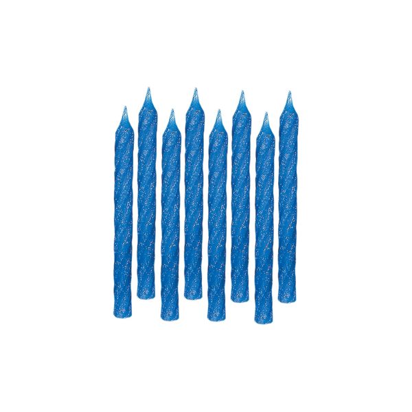 Birthday Candle – Large Blue Glitter Spiral ~ 24 per pack