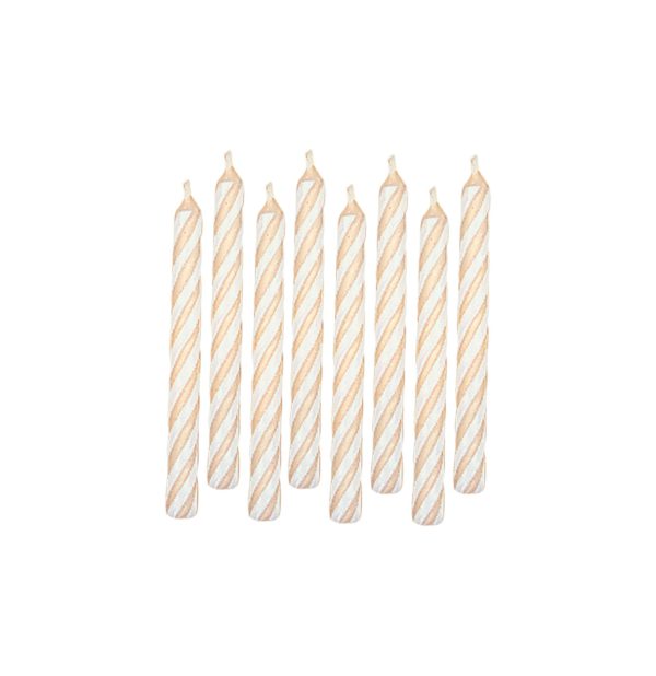 Birthday Candle – White Candy Spiral Striped ~ 24 per pack