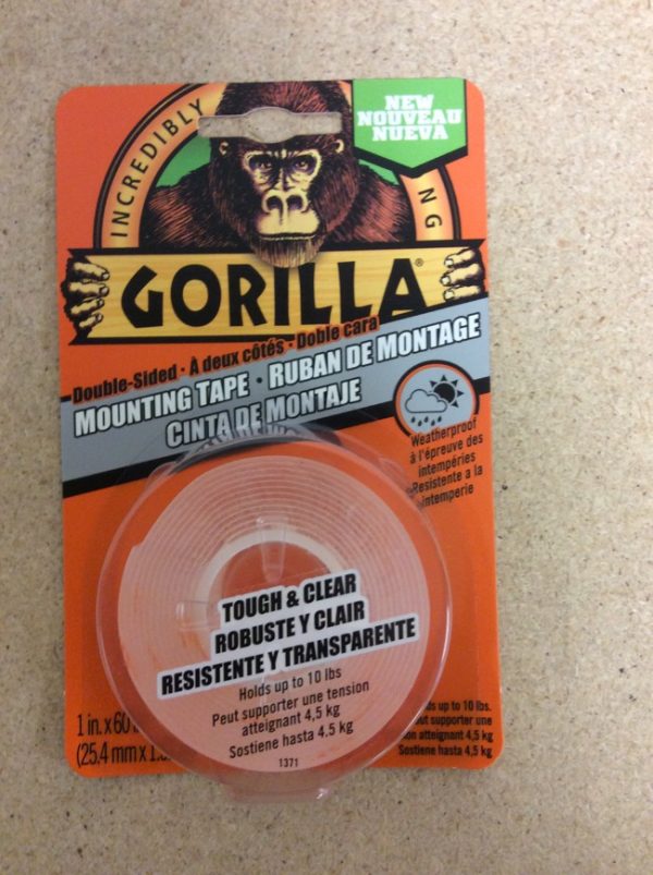 Gorilla Mounting Tape ~ 1″ x 60″ ~ holds up to 10lbs