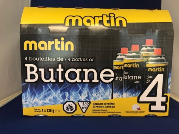 Martin Butane Refill for Stoves – 228gm tin ~ SOLD ONLY BY SLEEVES OF 4