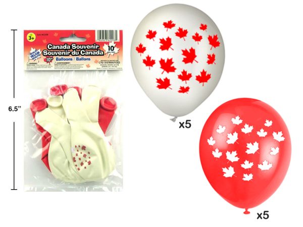 Canada Maple Leaf Printed Balloons – 9″ ~ 10 per pack