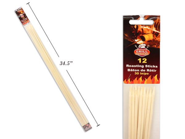 Campfire Wooden Roasting Sticks – 30″L ~ 12 per pack