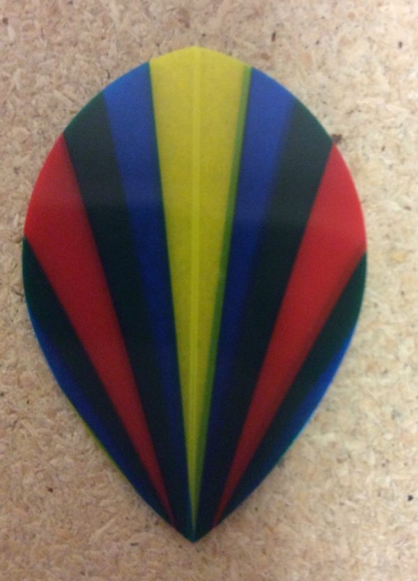 Polyester Flights ~ Red, Black, Blue, Yellow Pear