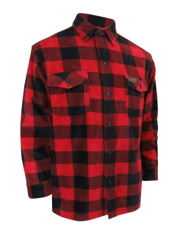 Red Plaid Fleece Shirt with Buttons {Doeskin Shirt}