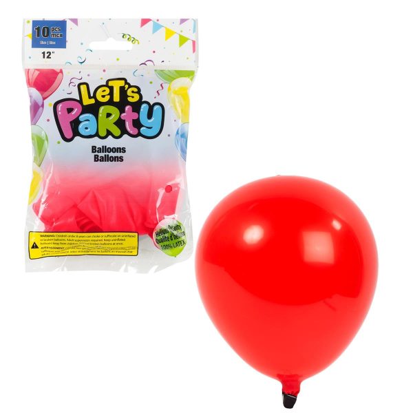 Let’s Party 12″ Round Balloons – Hellium Quality – Red ~ 10 per pack