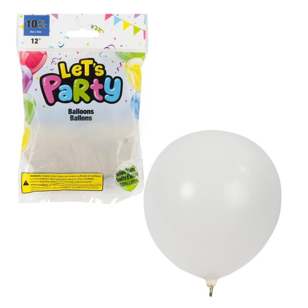 Let’s Party 12″ Round Balloons – Hellium Quality – White ~ 10 per pack