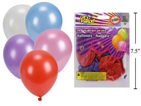 12″ Round Balloons – Assorted Metallic Colors ~ 12 per pack