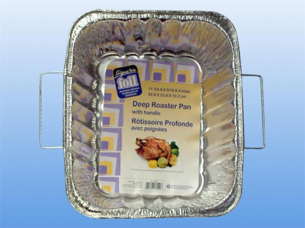 Foil Deep Roaster Pan with Handle ~ 12.5″ x 10″ x 4″