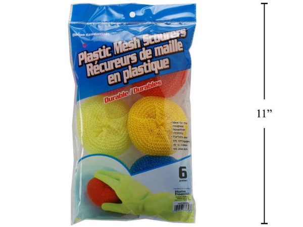 Plastic Mesh Scrubbers ~ 6 per pack
