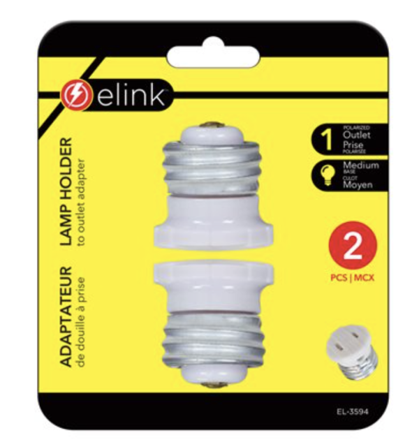 eLink Light Socket Plug Base – Medium ~ 2 per pack