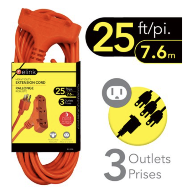 Outdoor Extension Cord w/3 Outlets ~ 25′