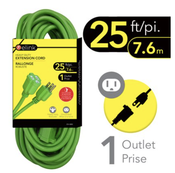Heavy Duty Outdoor Extension Cord w/1 Outlet – 25′