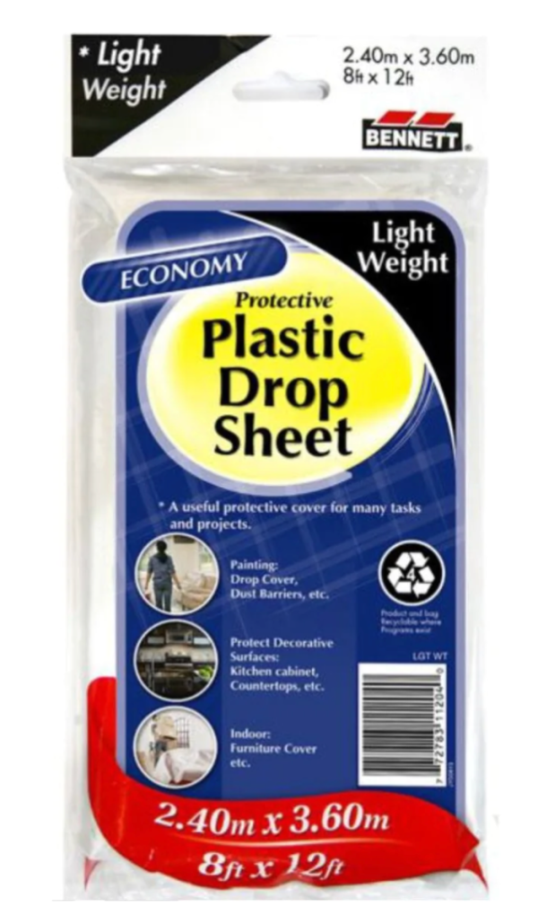 Bennett Plastic Drop Sheet – Light Weight ~ 8′ x 12′