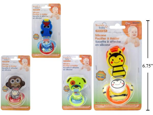 Silicone Pacifier w/Holder Set ~ 4 assorted