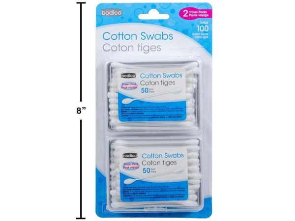 Bodico Cotton Swabs in Plastic Carrying Case ~ 50 per pack x 2 packs