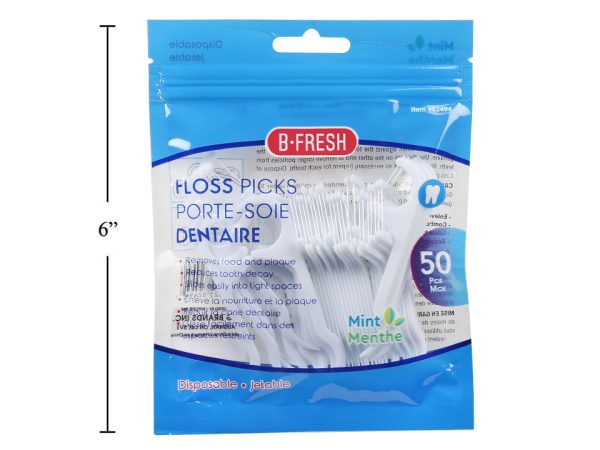 Dental Floss Picks – Mint Flavoured ~ 50 per bag