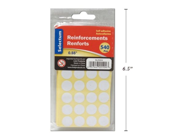 Selectum Self Adhesive White Paper Reinforcements ~ 540 per pack