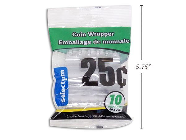 Plastic Coin Wrappers – 25 Cent ~ 10 per bag
