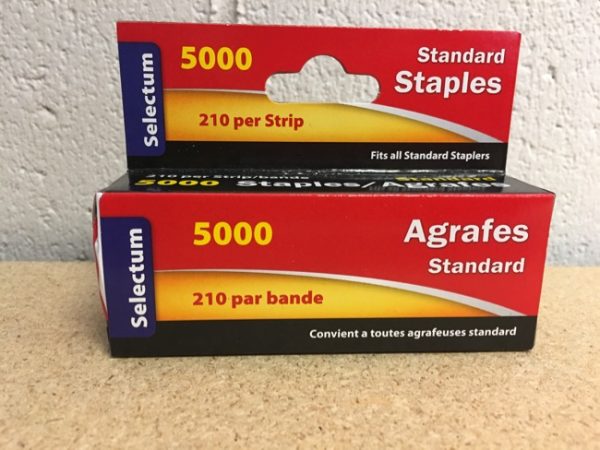 Staples – standard size ~ 5000 per box