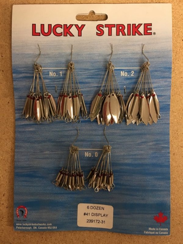 Lucky Strike #41 – Single Nickel Willowleaf Spinners ~ 6 dozen per display