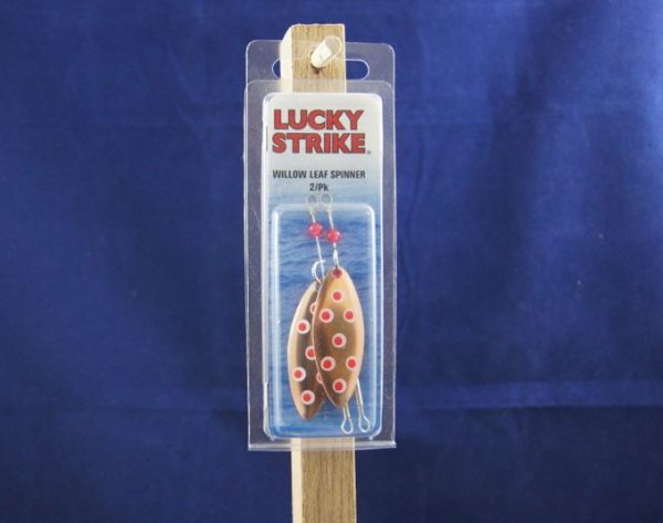 Lucky Strike Single Willow Leaf Large Spinners – 2 per card ~ #193 Red Spot
