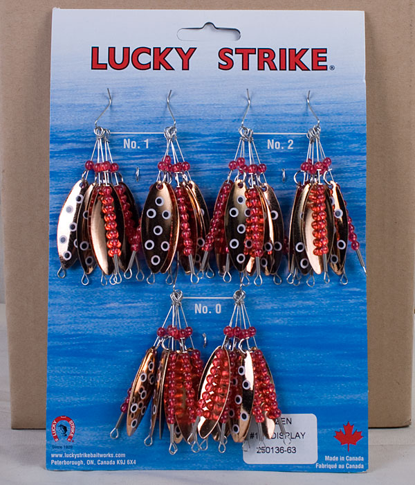 Lucky Strike #191 - #81 Black Spot Large Willowleaf Spinners ~ 3 dozen per  display - Mr FLY