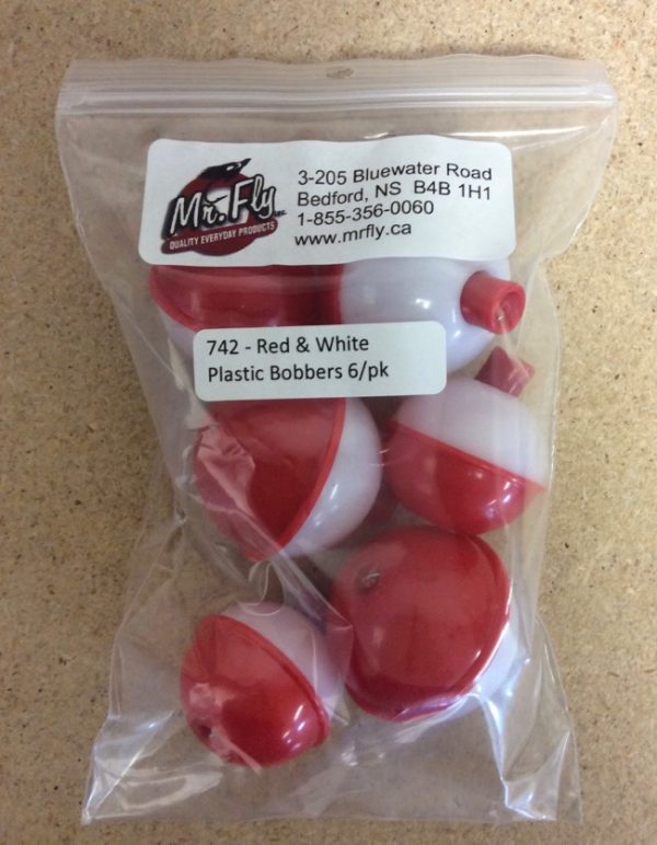Assorted Red & White Plastic Bobbers ~ 6 per pack