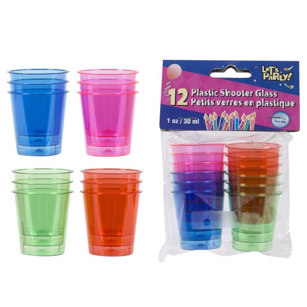 Colored Plastic Shooter Glasses – 1oz ~ 12 per pack