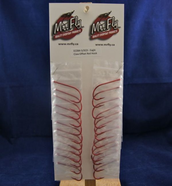 Eagle Claw Plain Shank Offset Red Hooks ~ 24 per card