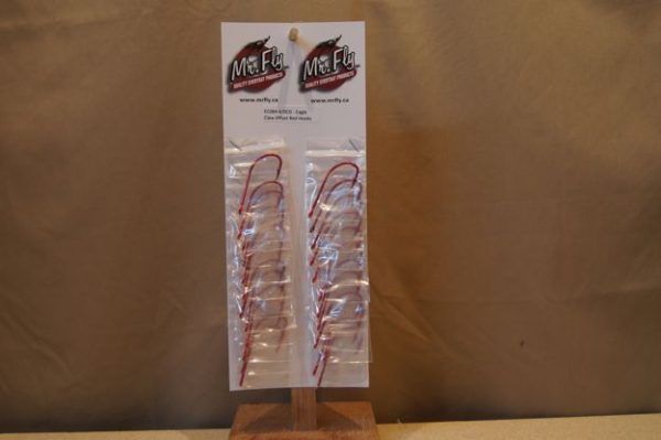 Eagle Claw Plain Shank Offset Red Hooks ~ 24 per card