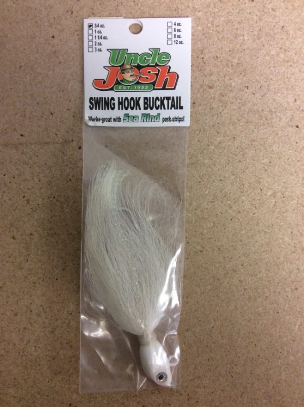 Uncle Josh Swinghook Bucktail Striper Jig – 3/4oz ~ White