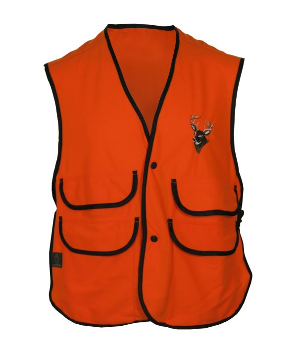 Thermoking Fluorescent Orange Fleece Vest w/Deer Embroidery