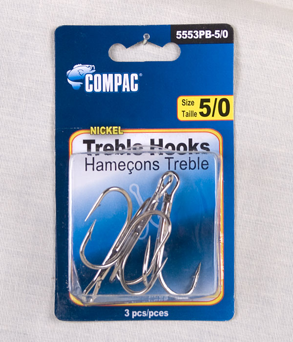Compac Nickel Treble Hooks - Size 5/0 ~ 3 per pack