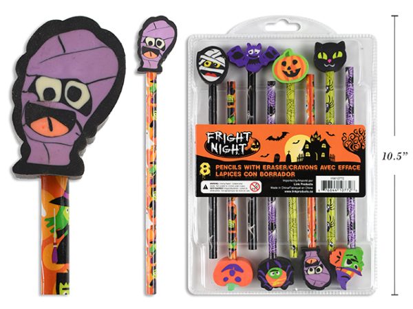 Halloween Pencils w/Eraser Tops ~ 8 per pack