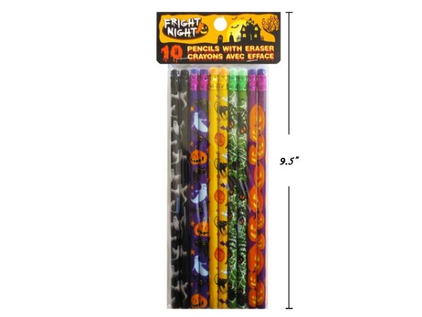 Halloween Pencils w/Colored Erasers ~ 10 per pack