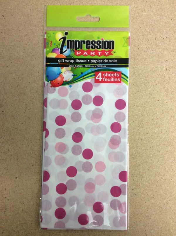 Tissue Paper – PINK POLKA DOTS ~ 4 per pack