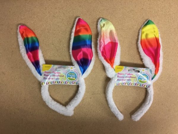 Easter Plush Sequin Rainbow Bunny Ears Headband