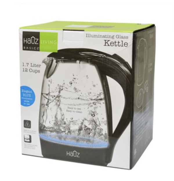 Illuminating Glass Kettle – BLACK ~ 1.7L / 12 Cups