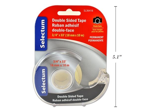 Selectum Double Stick Tape w/Cutter ~ 3/4″ x 33′